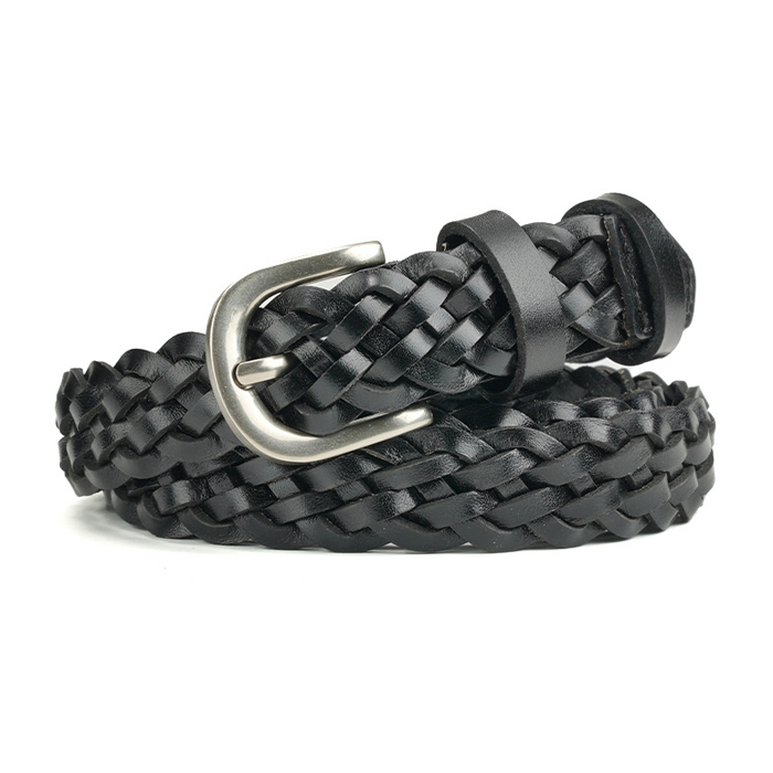 genuine leather knitted belt