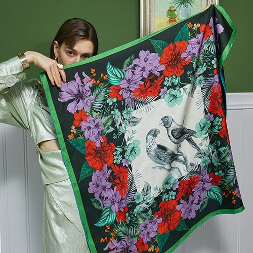 Flower-and-Bird-Print-Scarf